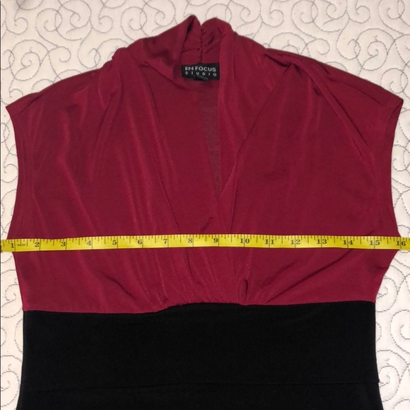 Burgundy/black form fitting dress - Picture 4 of 6
